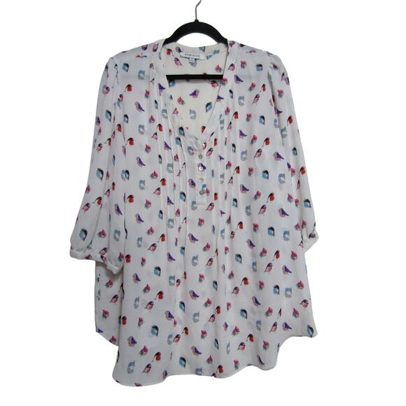 Rosie+Olive White Bird Top Womnes sz 1X Boho Cottagecore Whimsical Fairy Pintuck - Picture 1 of 6